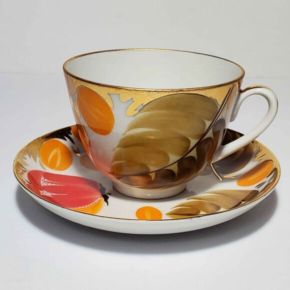 Lomonosov Teacup and Saucer Harvest Vintage - Picture 2 of 10